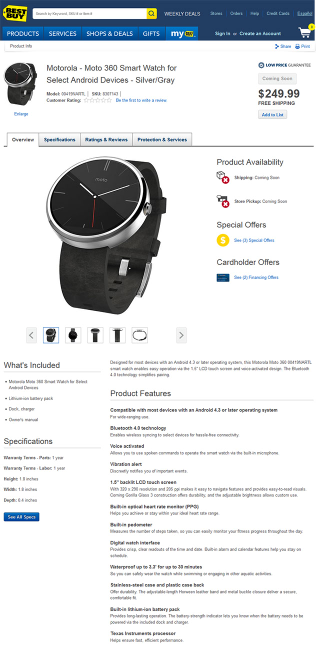 Illustration for article titled Best Buy's Website Prices Moto 360 at $250